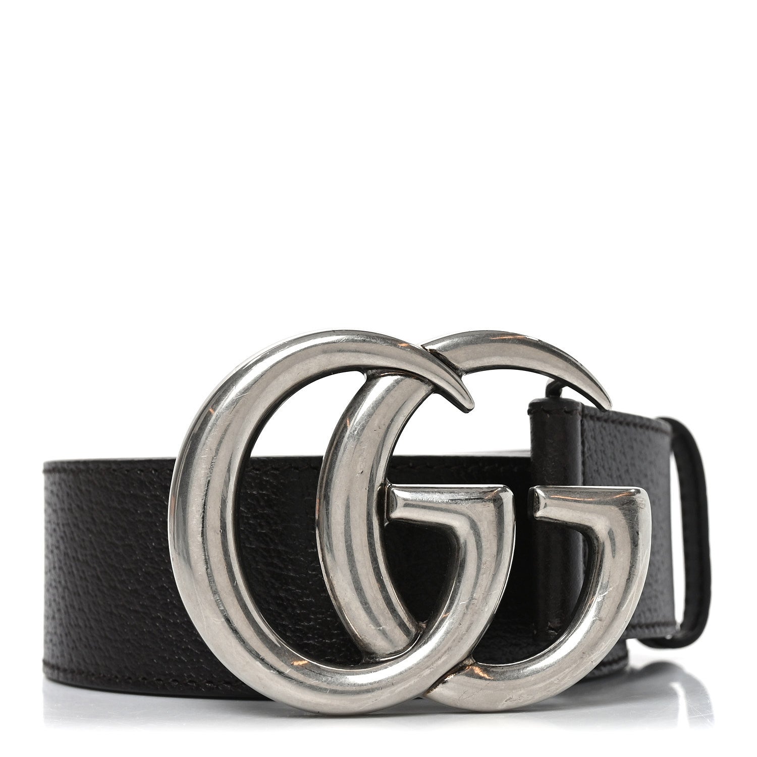 Gucci Textured Dollar Calfskin Double G 40mm Belt 85 34 Dark Cocoa 1 of 5