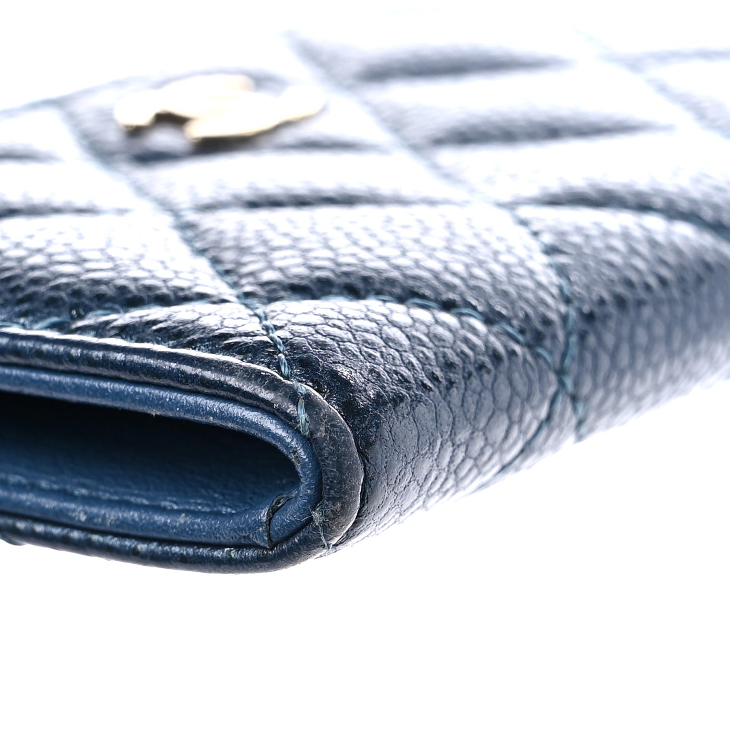 Caviar Quilted Key Holder Case Navy
