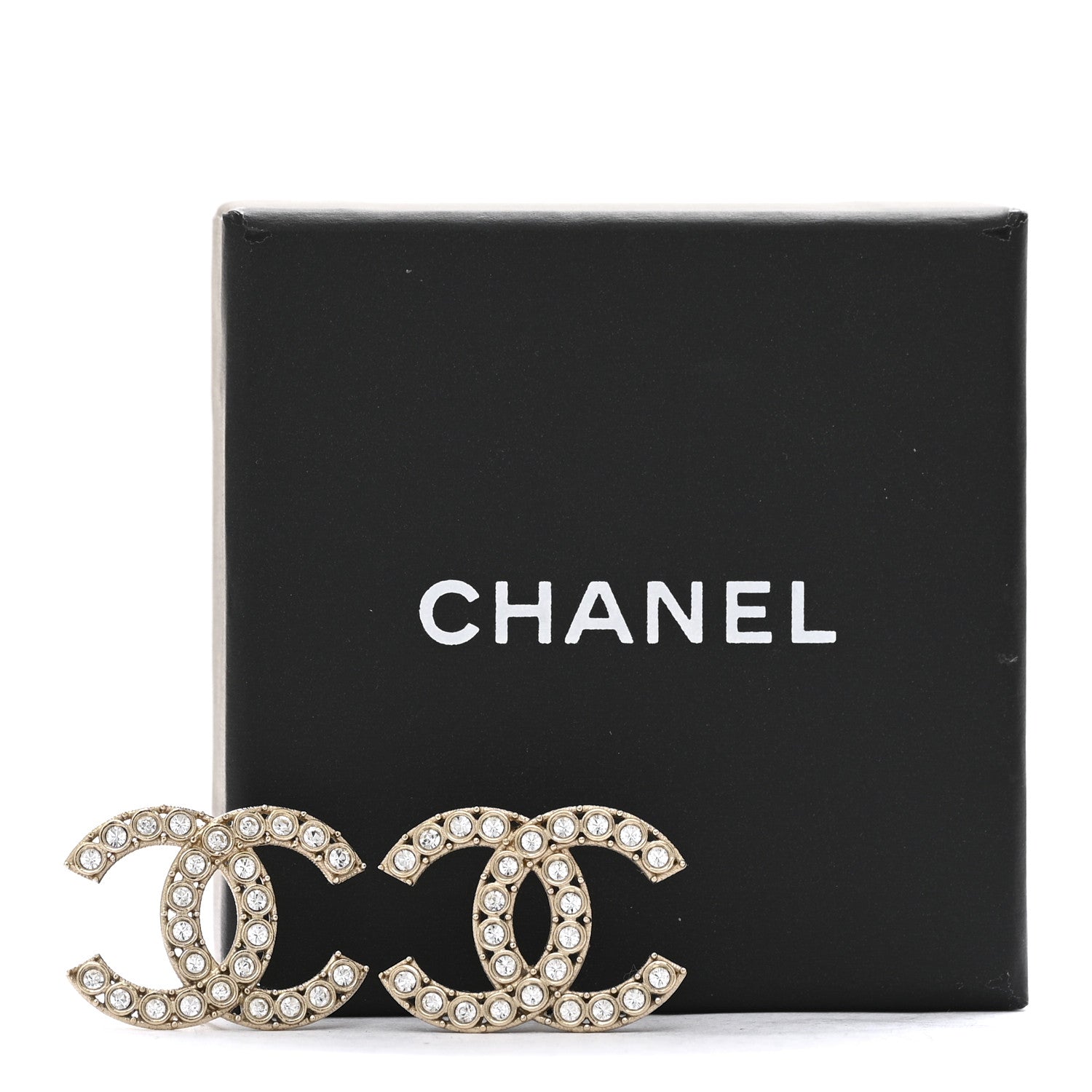 Chanel Crystal CC Earrings Light Gold 5 of 5