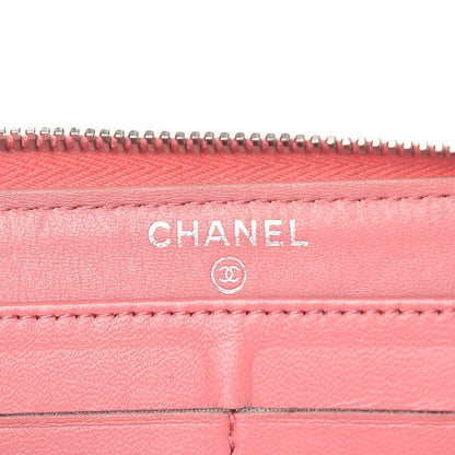 Chanel Lambskin Quilted Large Gusset Zip Around Wallet Pink 7 of 17