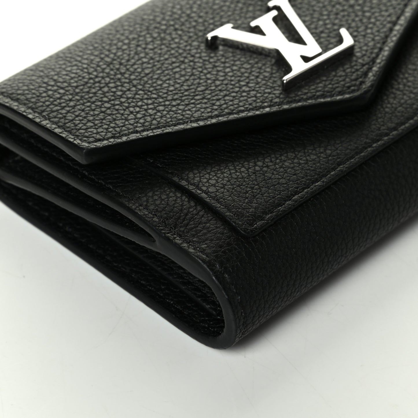 Soft Calfskin My Lockme Compact Wallet Black