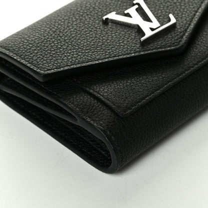 Louis Vuitton Soft Calfskin My Lockme Compact Wallet Black 5 of 8