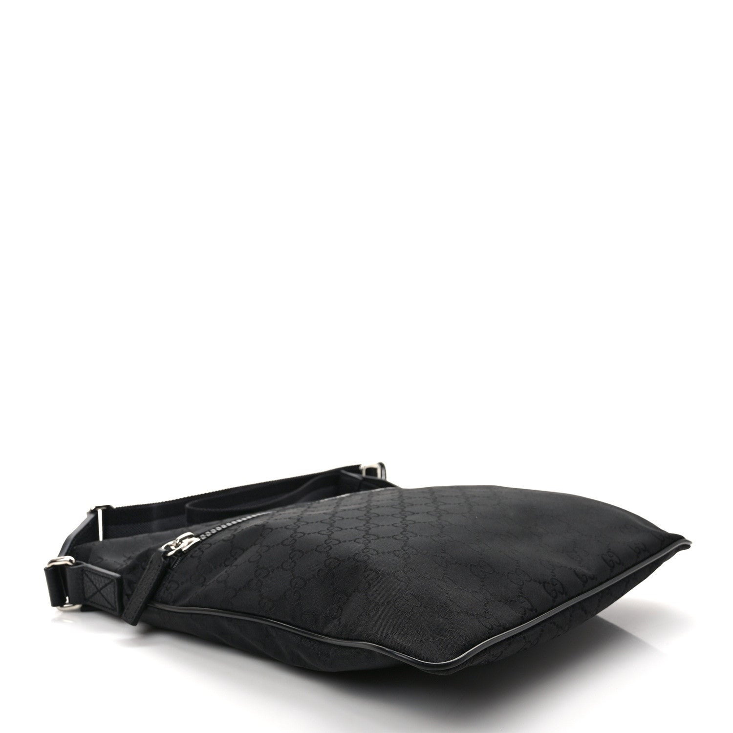 Gucci Nylon Monogram Medium Flat Messenger Bag Black 4 of 9