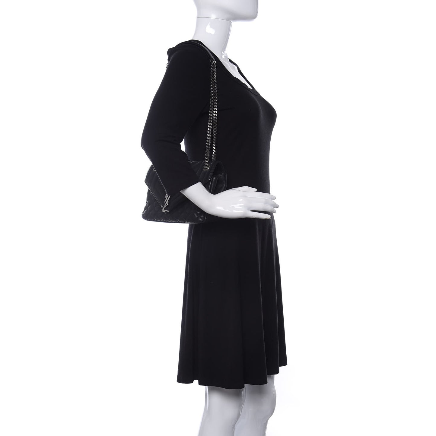 Sheepskin Tri-Quilt Monogram Medium College Bag Black