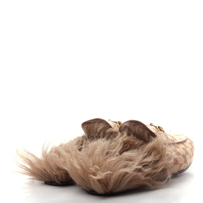Gucci GG Monogram Fur Mens Princetown Slippers 11 Beige Ruggine Rust 4 of 10