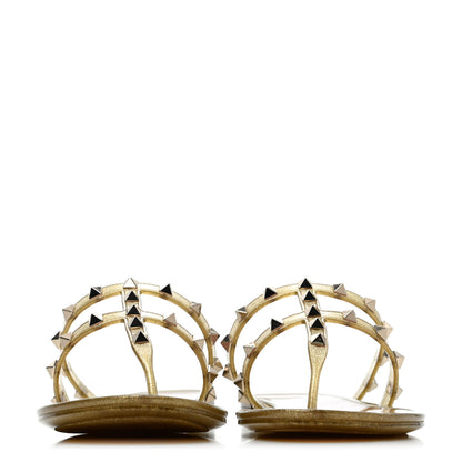 Valentino Garavani PVC Jelly Glitter Rockstud Caged Thong Sandals 40 Oro 2 of 4