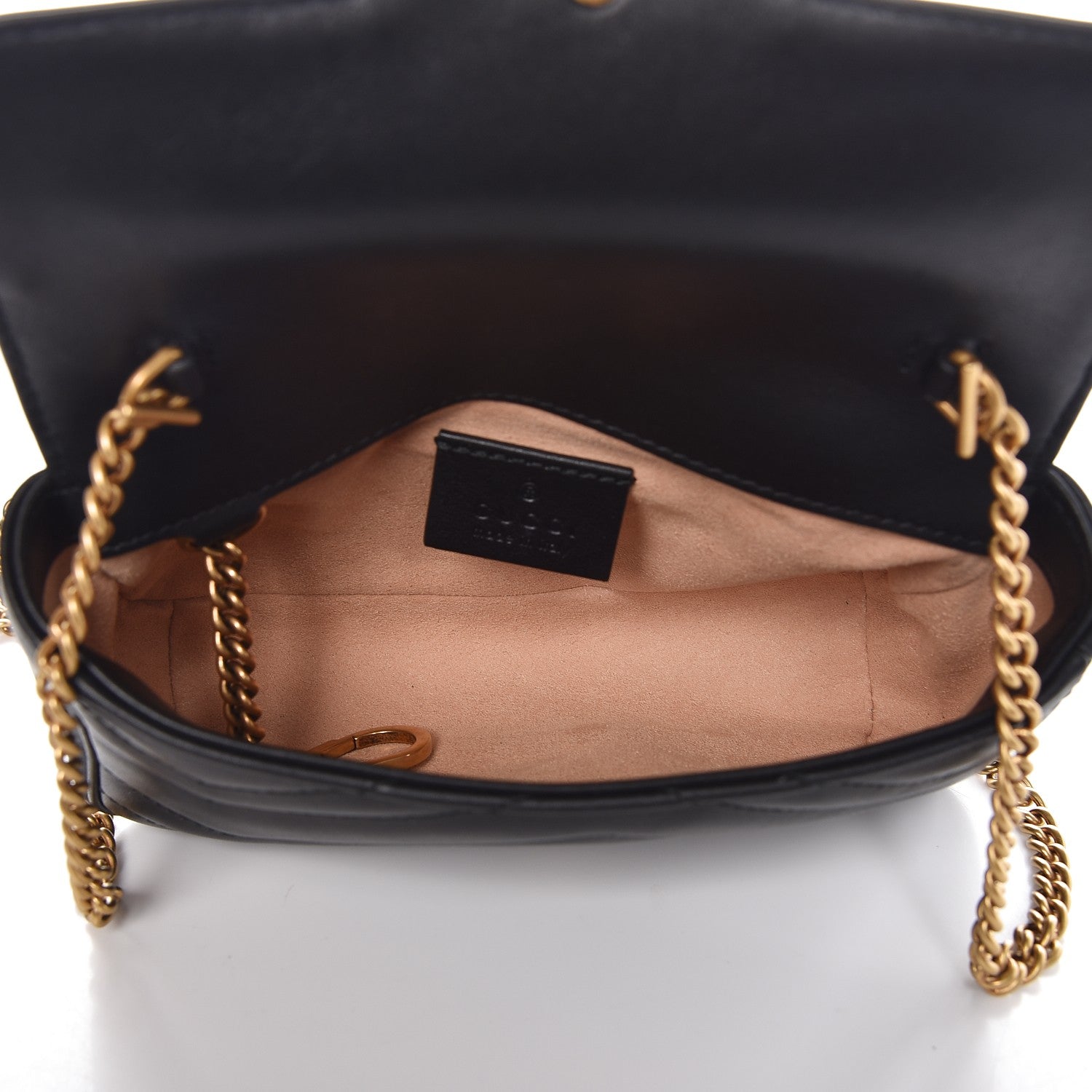 Gucci Calfskin Matelasse Super Mini GG Marmont Shoulder Bag Black 6 of 15