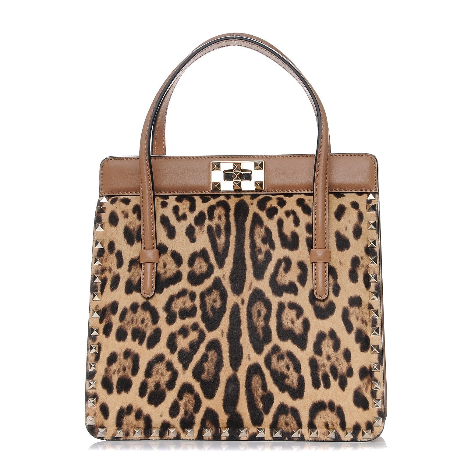 Valentino Garavani Pony Hair Rockstud Frame Bag Leopard 1 of 9