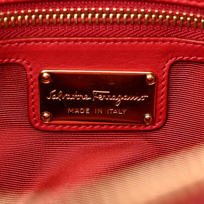 Salvatore Ferragamo Calfskin Gancini Shoulder Bag Red 6 of 11