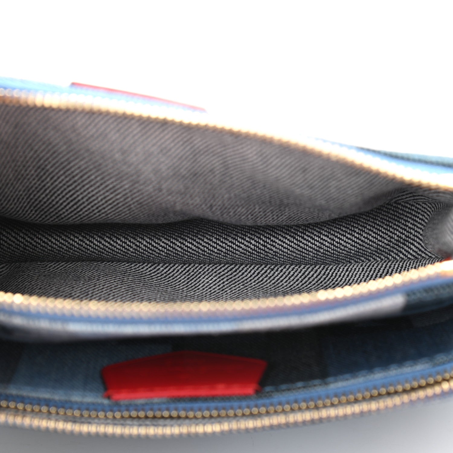 Louis Vuitton Denim Damier Monogram Patchwork Multi Pochette Accessories Blue Rouge 6 of 12