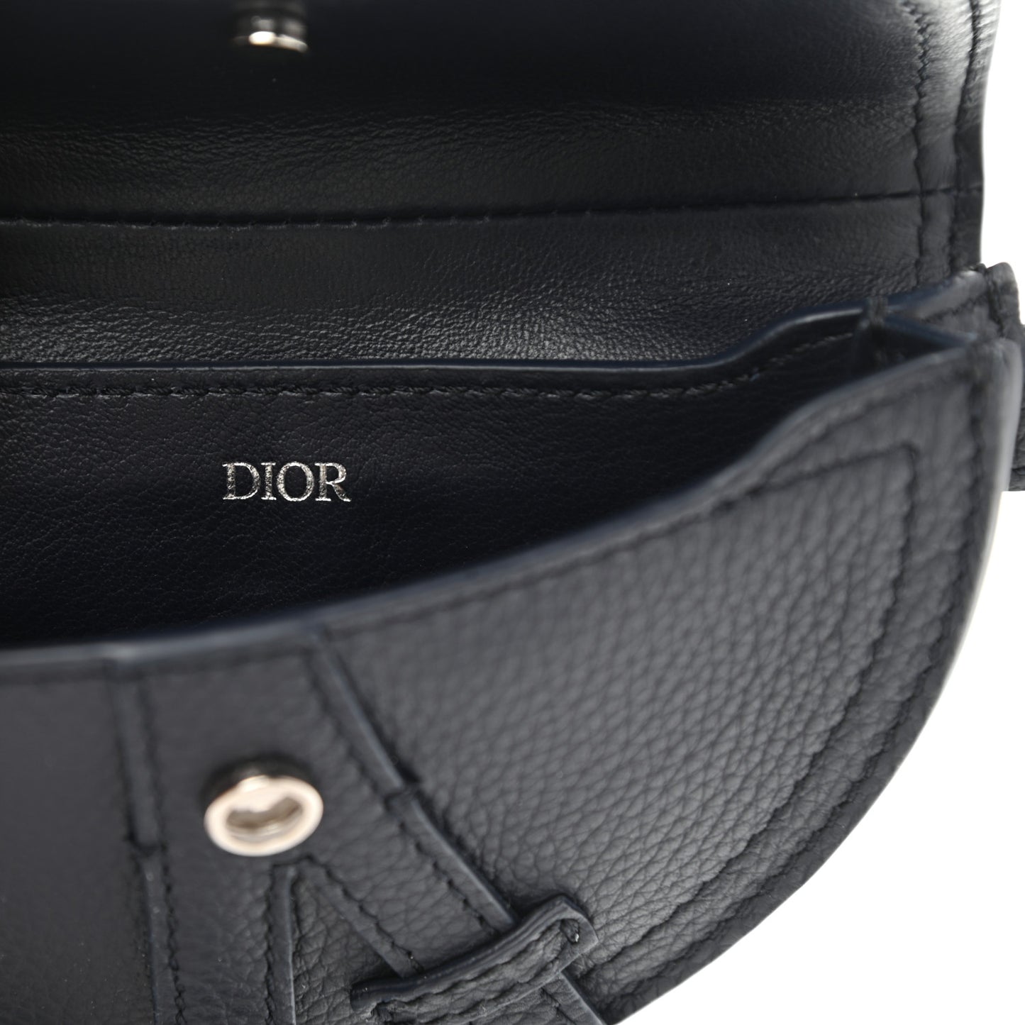 Grained Calfskin Saddle Mini Key Ring Navy Blue