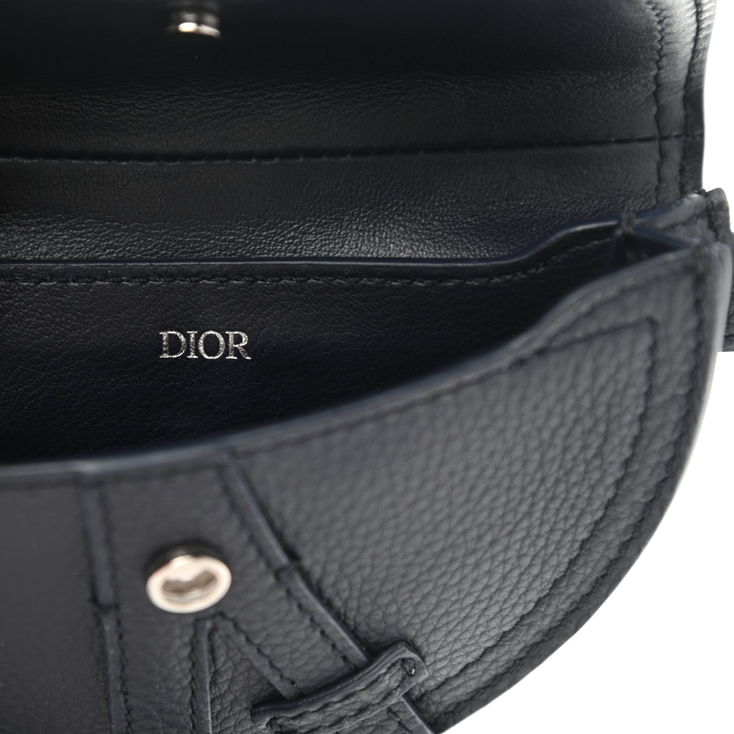 Christian Dior Grained Calfskin Saddle Mini Key Ring Navy Blue 4 of 5