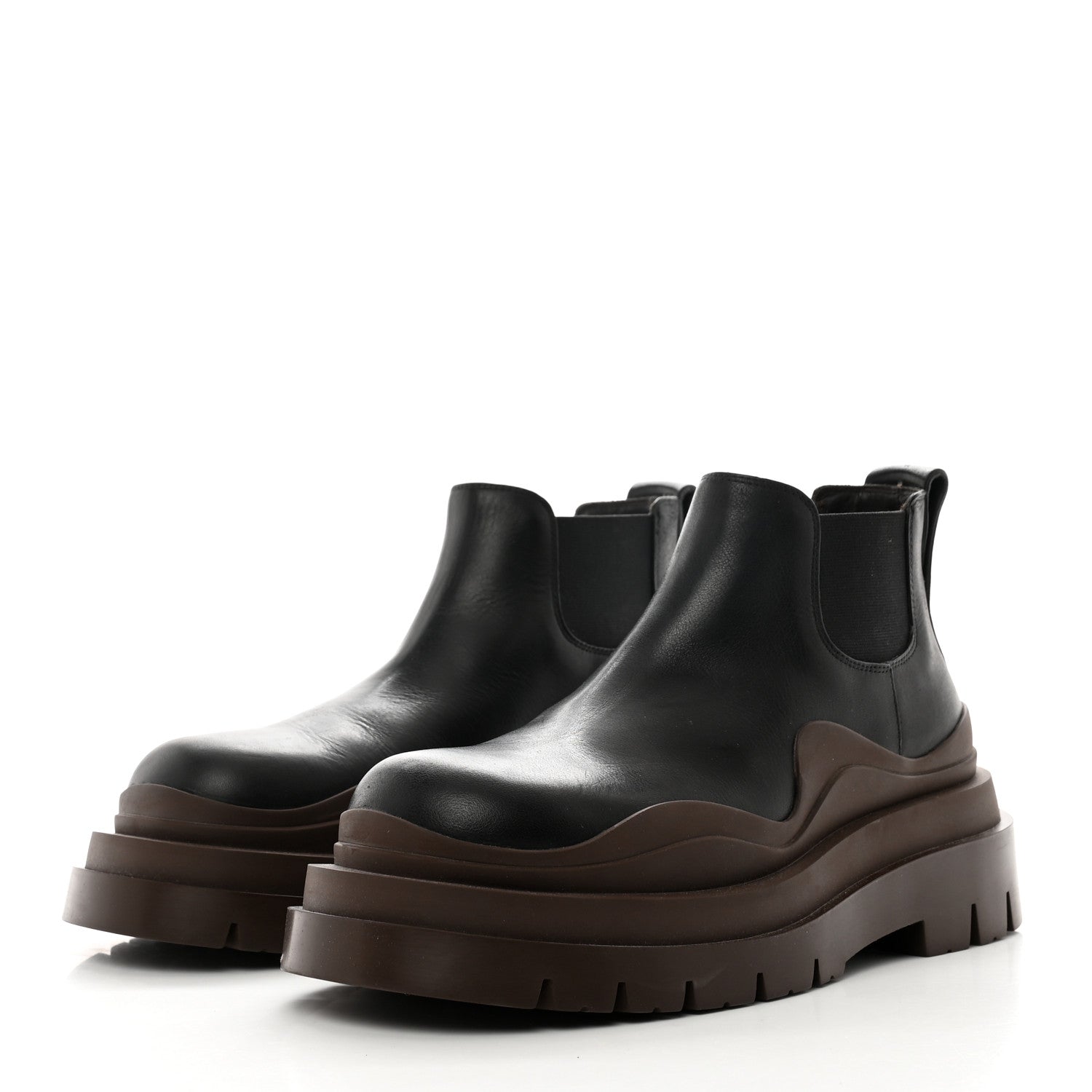 Bottega Veneta Calfskin The Tire Cropped Chelsea Short Boots 37.5 Brown 3 of 8
