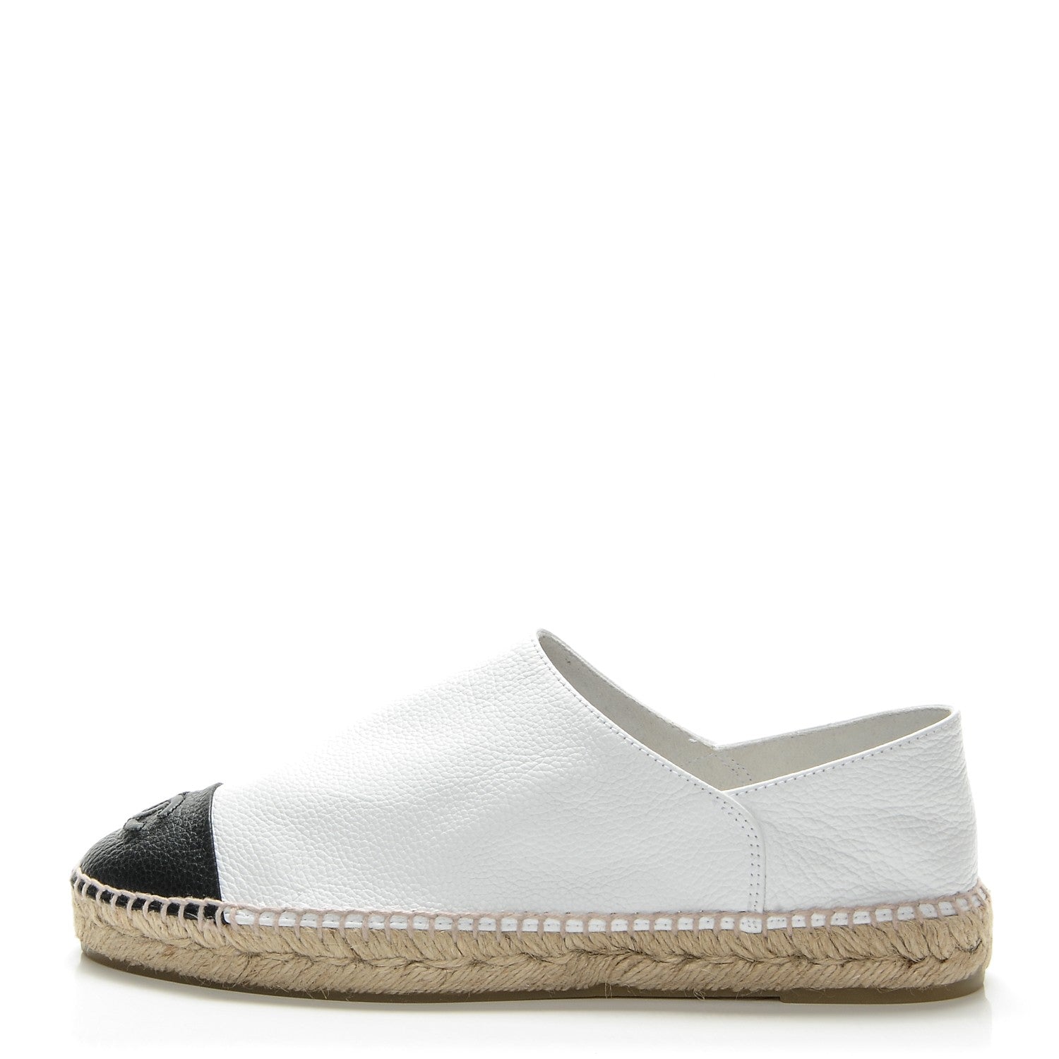 Chanel Grained Calfskin CC Espadrilles 40 White Black 1 of 9