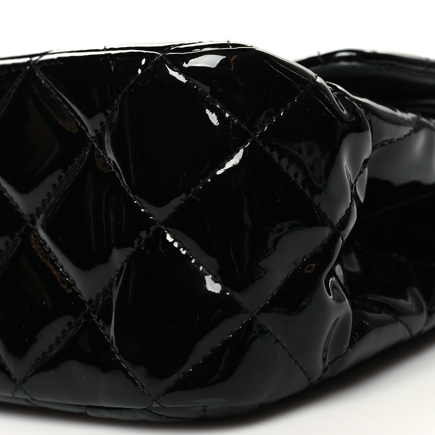Patent Quilted Jumbo Double Flap Black