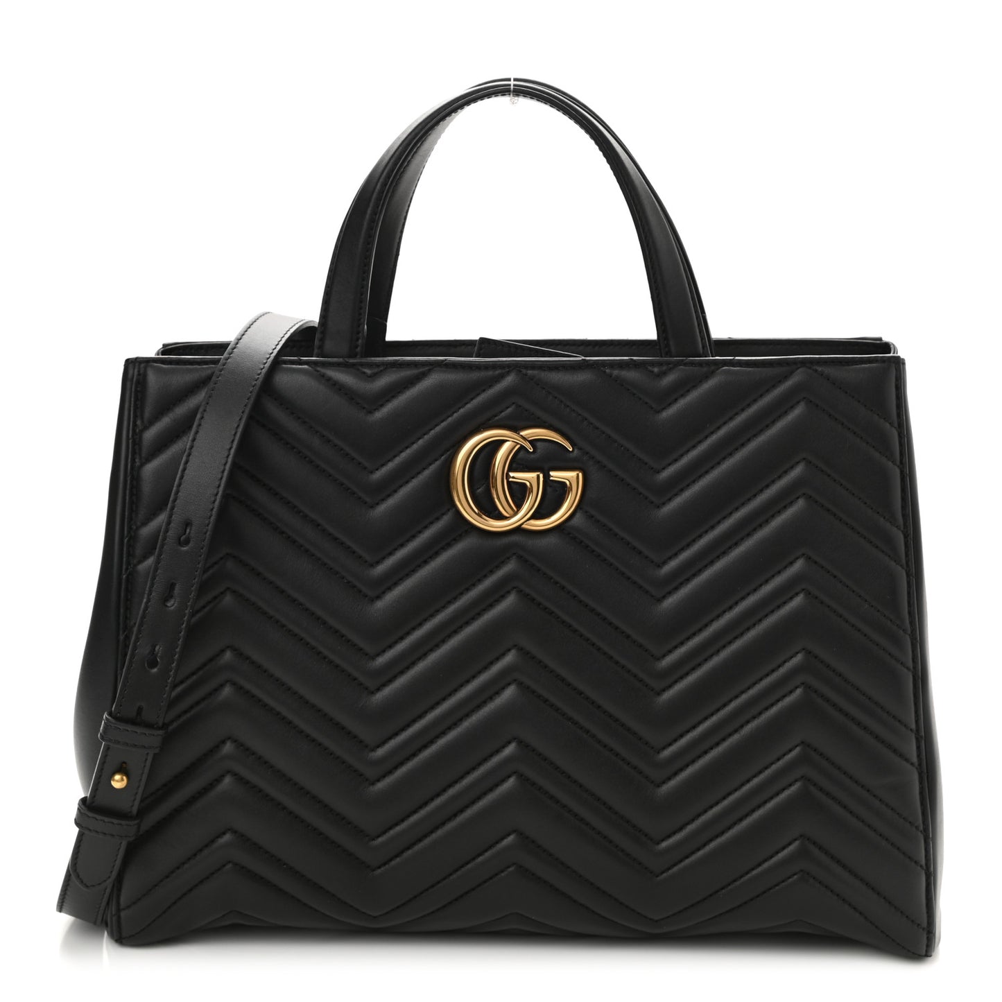 Calfskin Matelasse Medium GG Marmont Tote Black