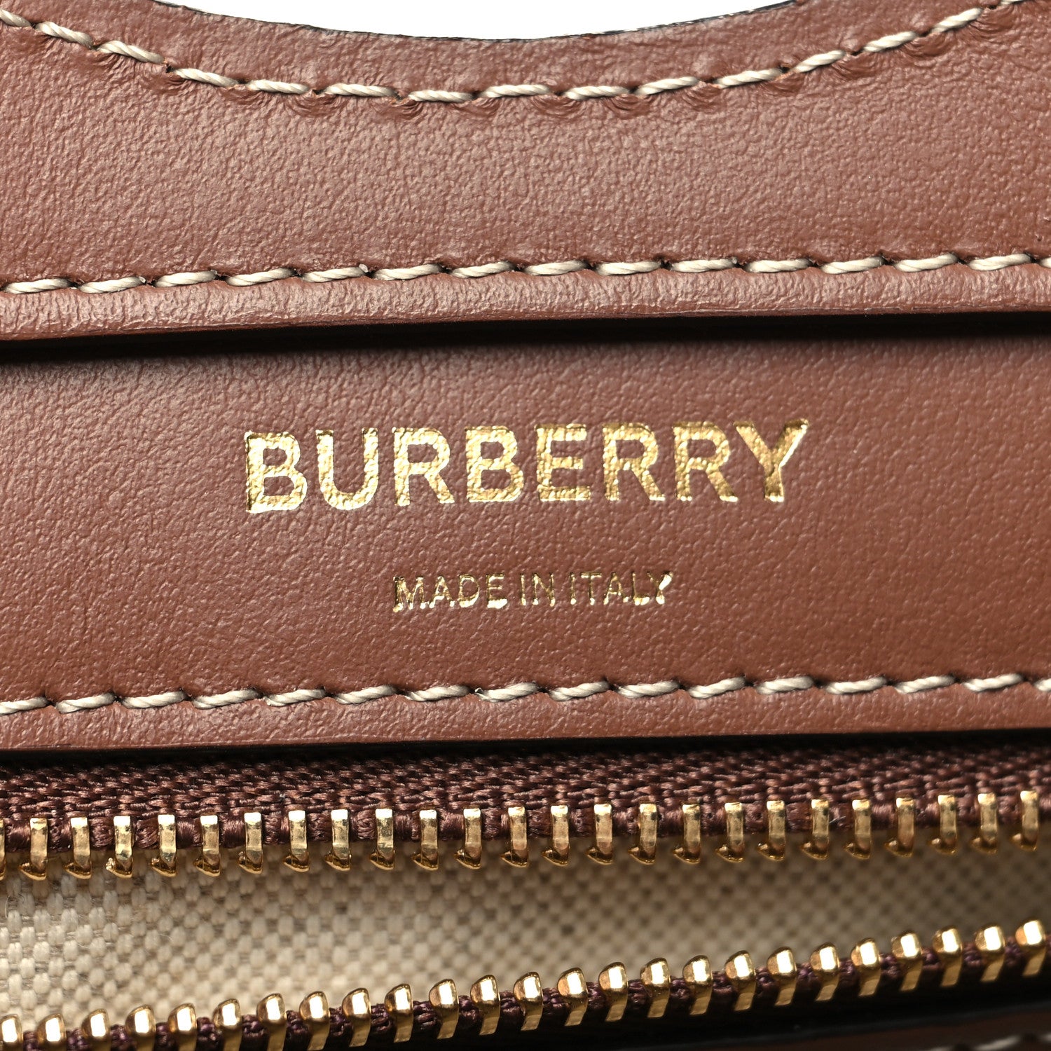 Burberry Canvas Smooth Calfskin Two Tone Mini Pocket Bag Natural Malt Brown 6 of 11