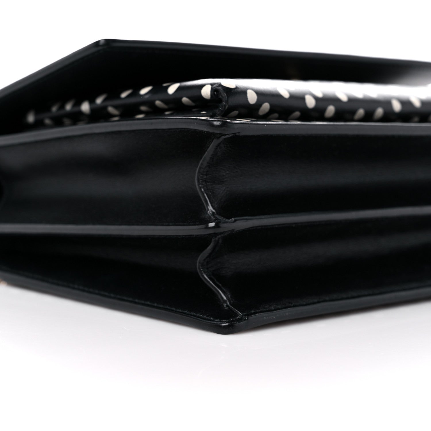 Saint Laurent Calfskin Polka Dot Medium Monogram Sunset Black White 9 of 11