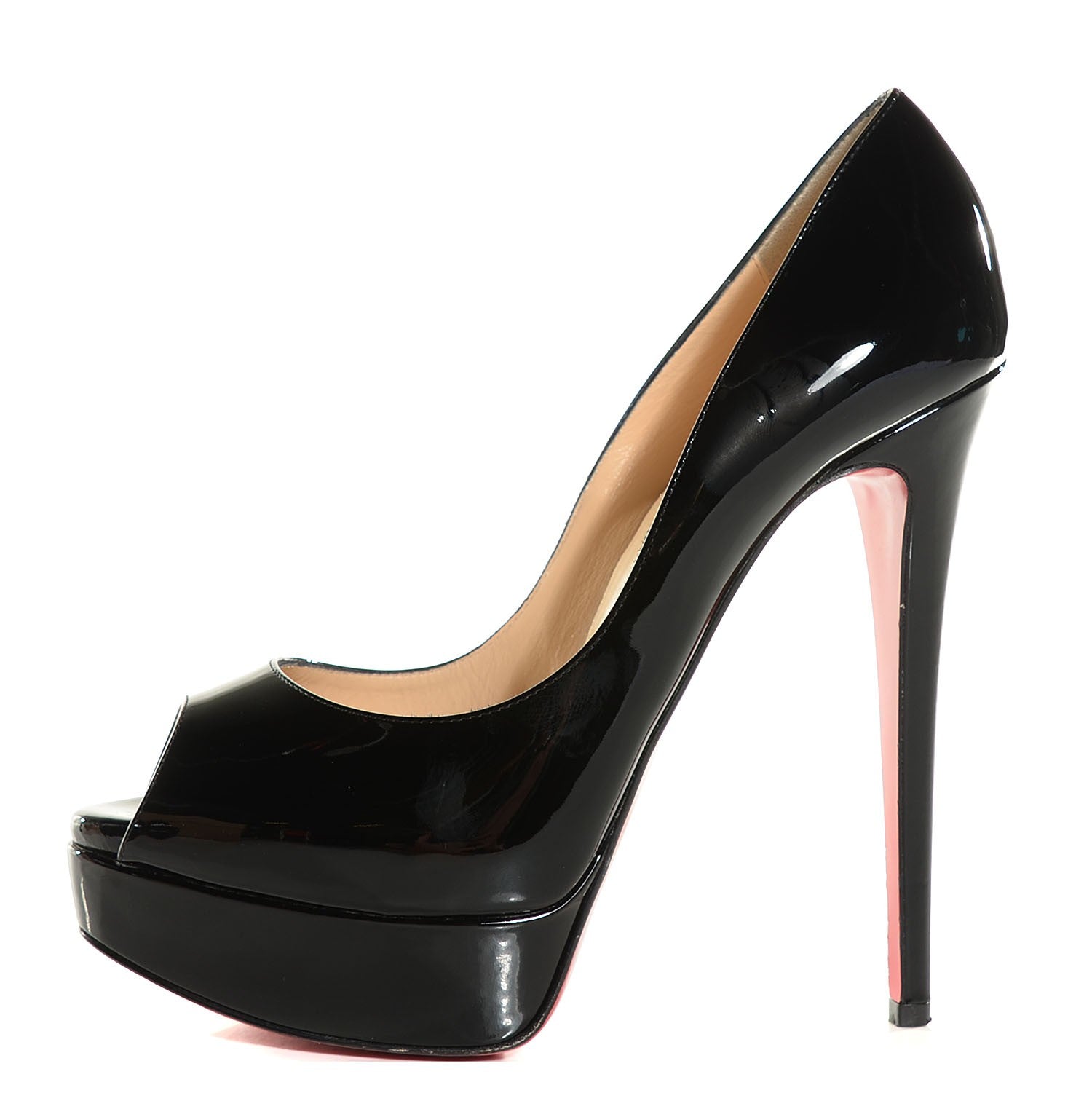 Christian Louboutin Patent Lady Peep 150 Pumps 38 Black 1 of 7