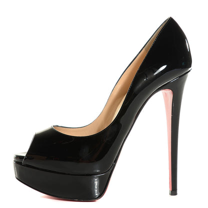 Christian Louboutin Patent Lady Peep 150 Pumps 38 Black 1 of 7