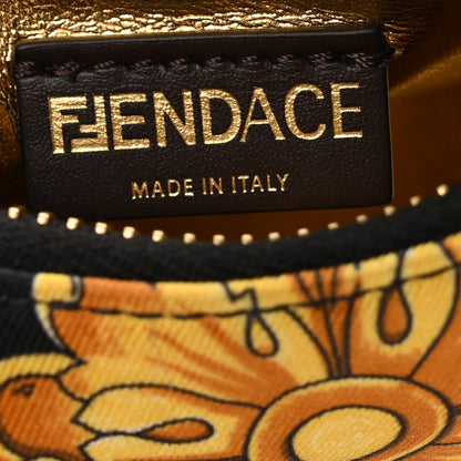 Fendi X VERSACE Silk Fendace Baroque Nano Fendigraphy Hobo Charm Black Gold 6 of 10