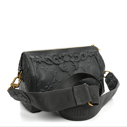 Louis Vuitton Calfskin Debossed Monogram Versailles City Keepall Dark Shadow Grey 3 of 9