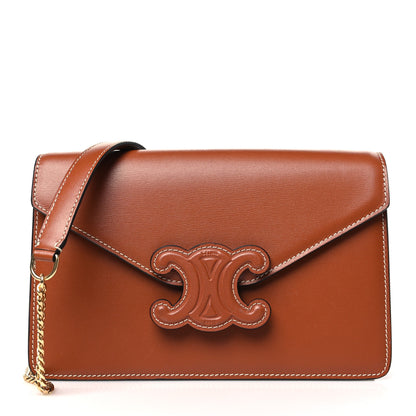 Celine Shiny Calfskin Triomphe Margo Wallet on Chain Tan 1 of 11