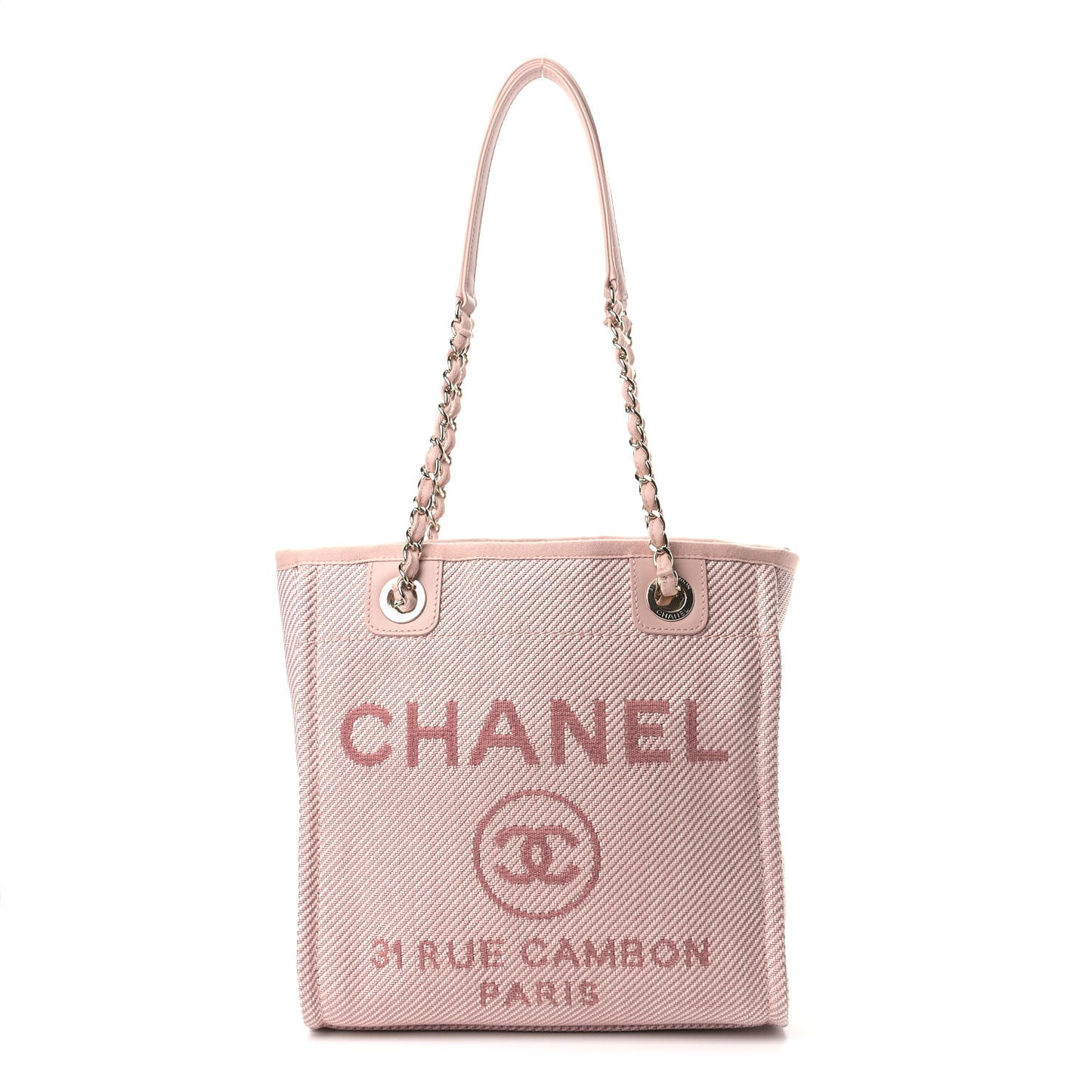 Mixed Fibers Calfskin Mini Deauville Tote Rose Pink