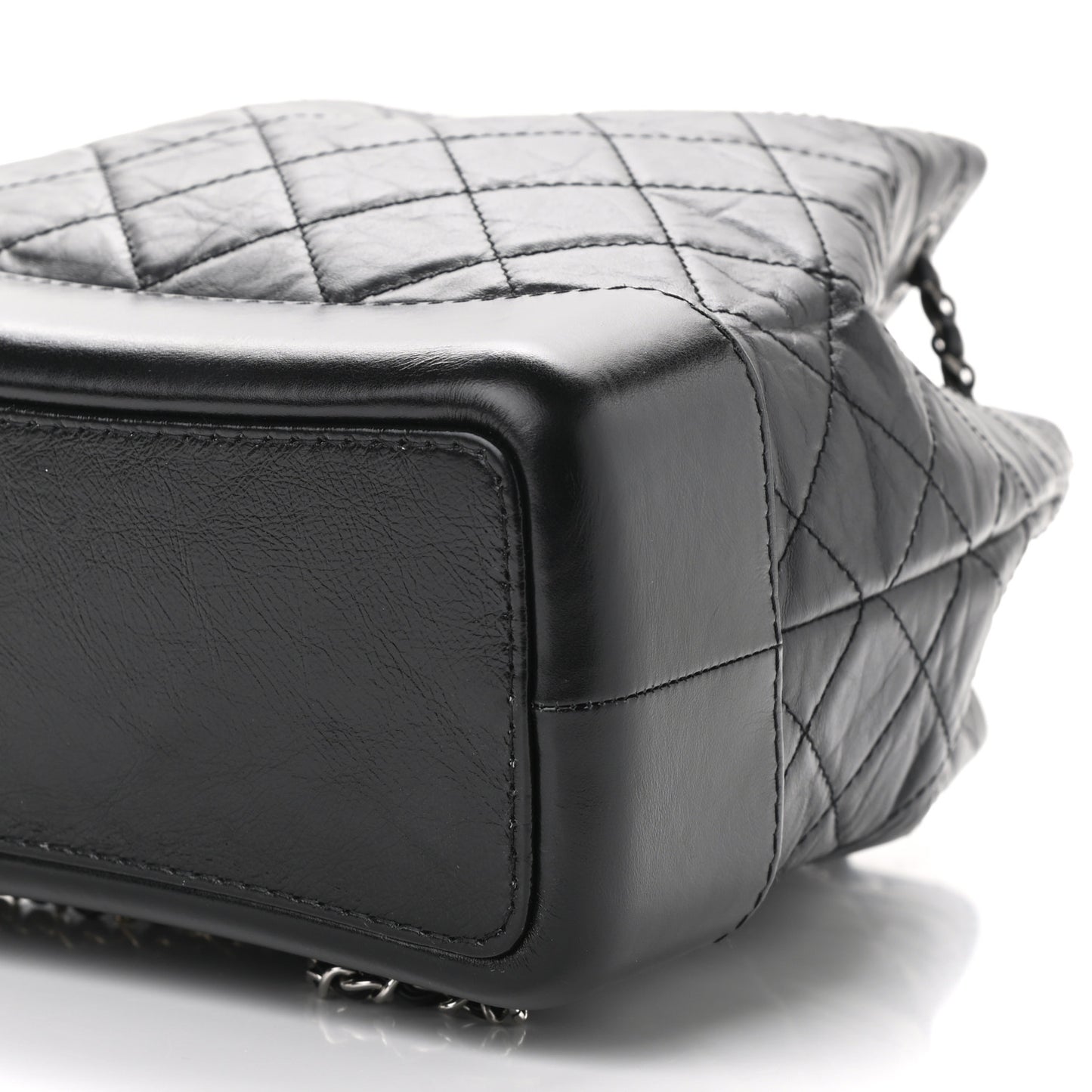 Aged Calfskin Quilted Gabrielle Backpack Black