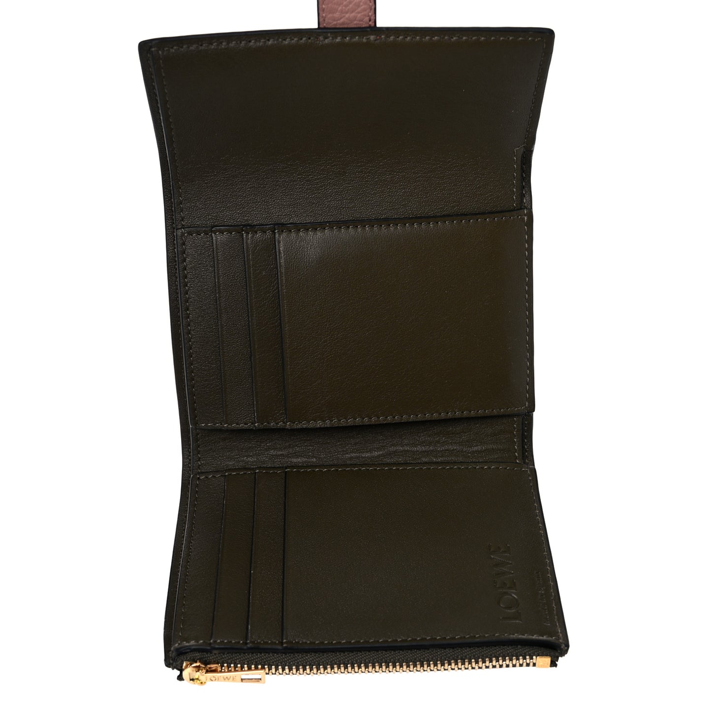Grained Calfskin Compact Zip Wallet Dark Blush