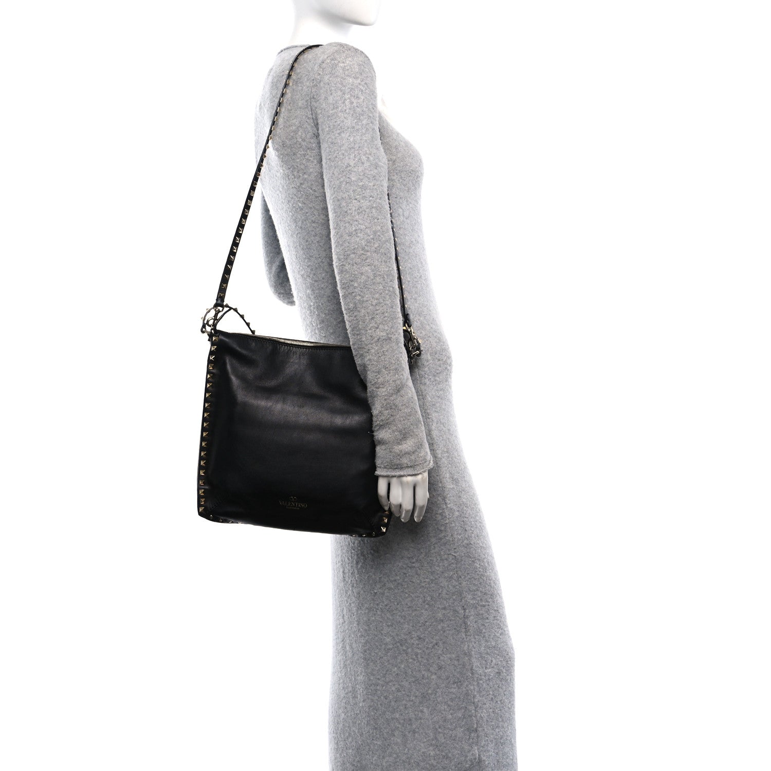 Valentino Garavani Vitello Small Rockstud Hobo Black 2 of 10