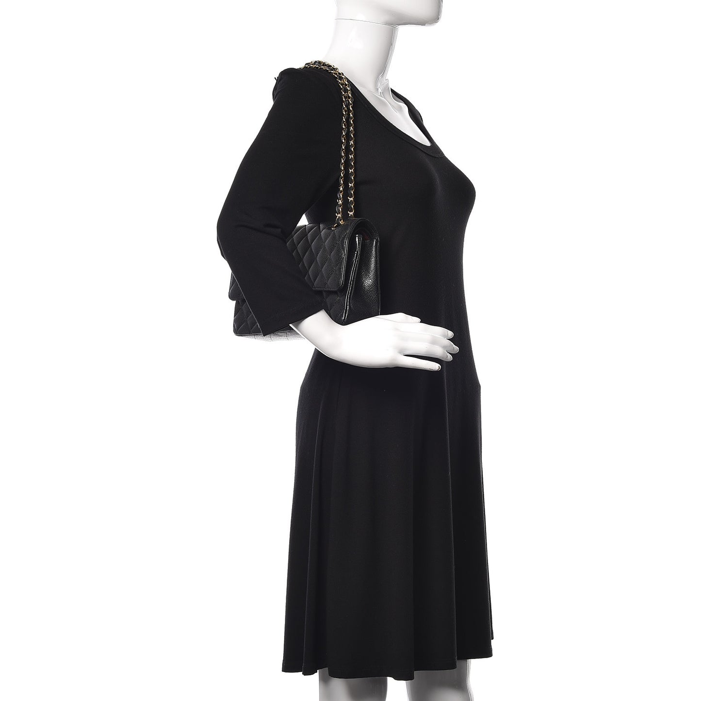 Caviar Quilted Medium Double Flap Black