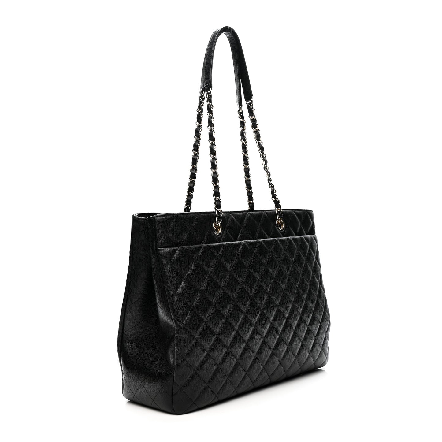 Caviar Quilted Large Shopping Tote Black