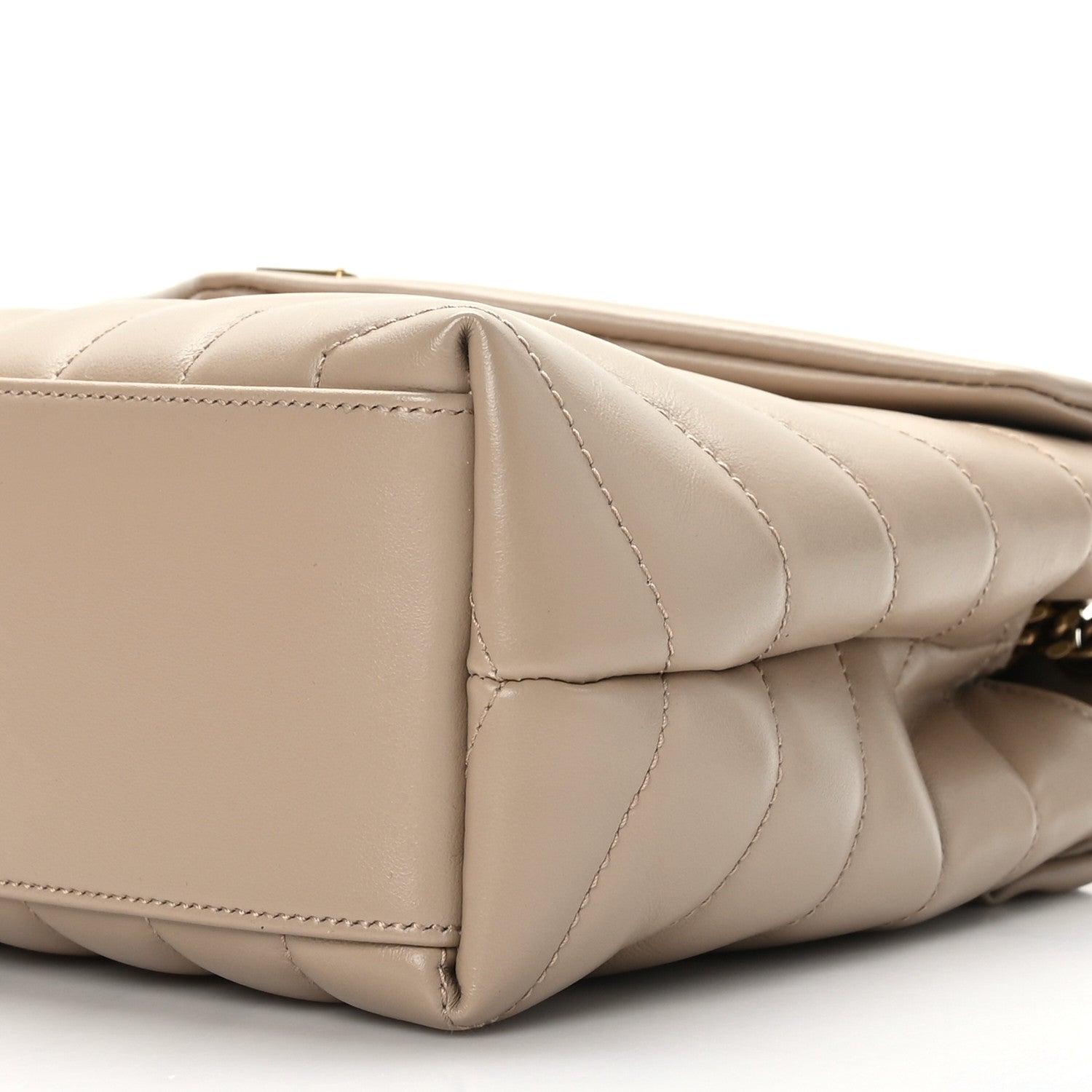 Saint Laurent Calfskin Y Quilted Monogram Small Loulou Chain Satchel Dark Beige 9 of 9