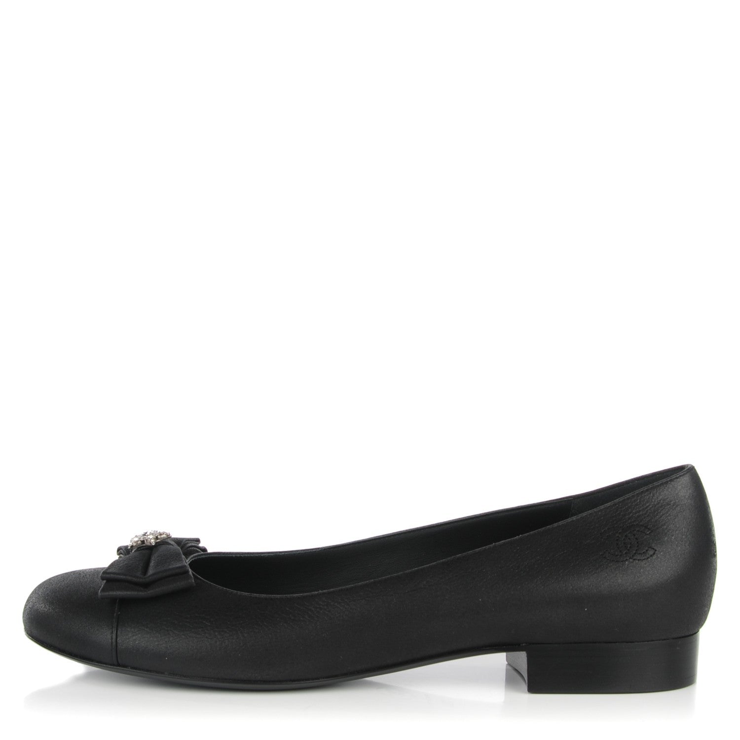 Chanel Buffalo Glitter Bow Ballerina Flats 39.5 Black 1 of 7