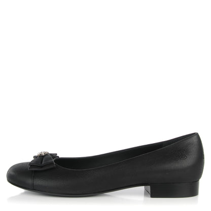 Chanel Buffalo Glitter Bow Ballerina Flats 39.5 Black 1 of 7