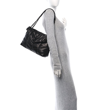 Saint Laurent Lambskin Quilted Monogram Monochrome Medium Loulou Puffer Chain Satchel Black 2 of 10