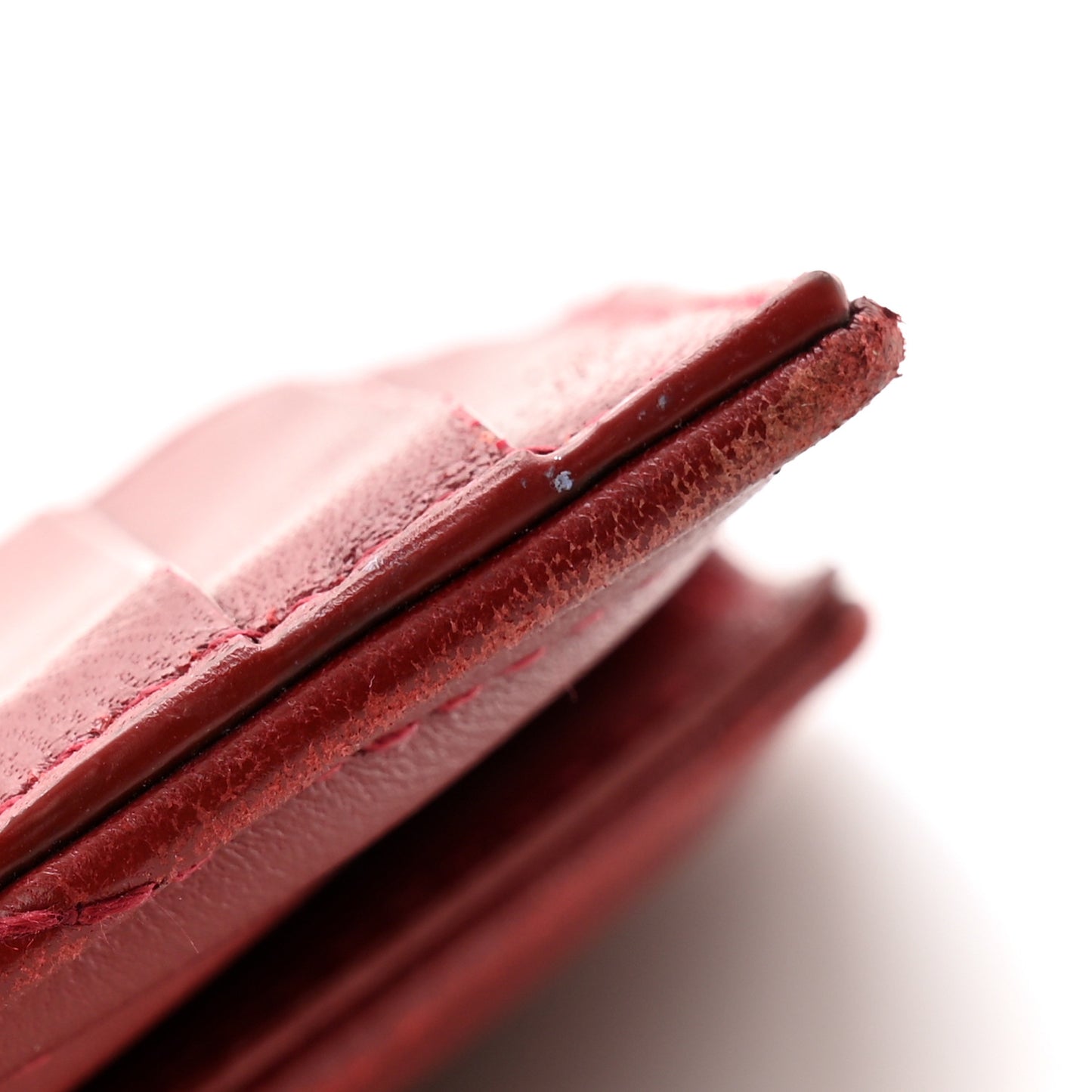 Lambskin Matelasse Chevron Monogram Compact Wallet Opyum Red