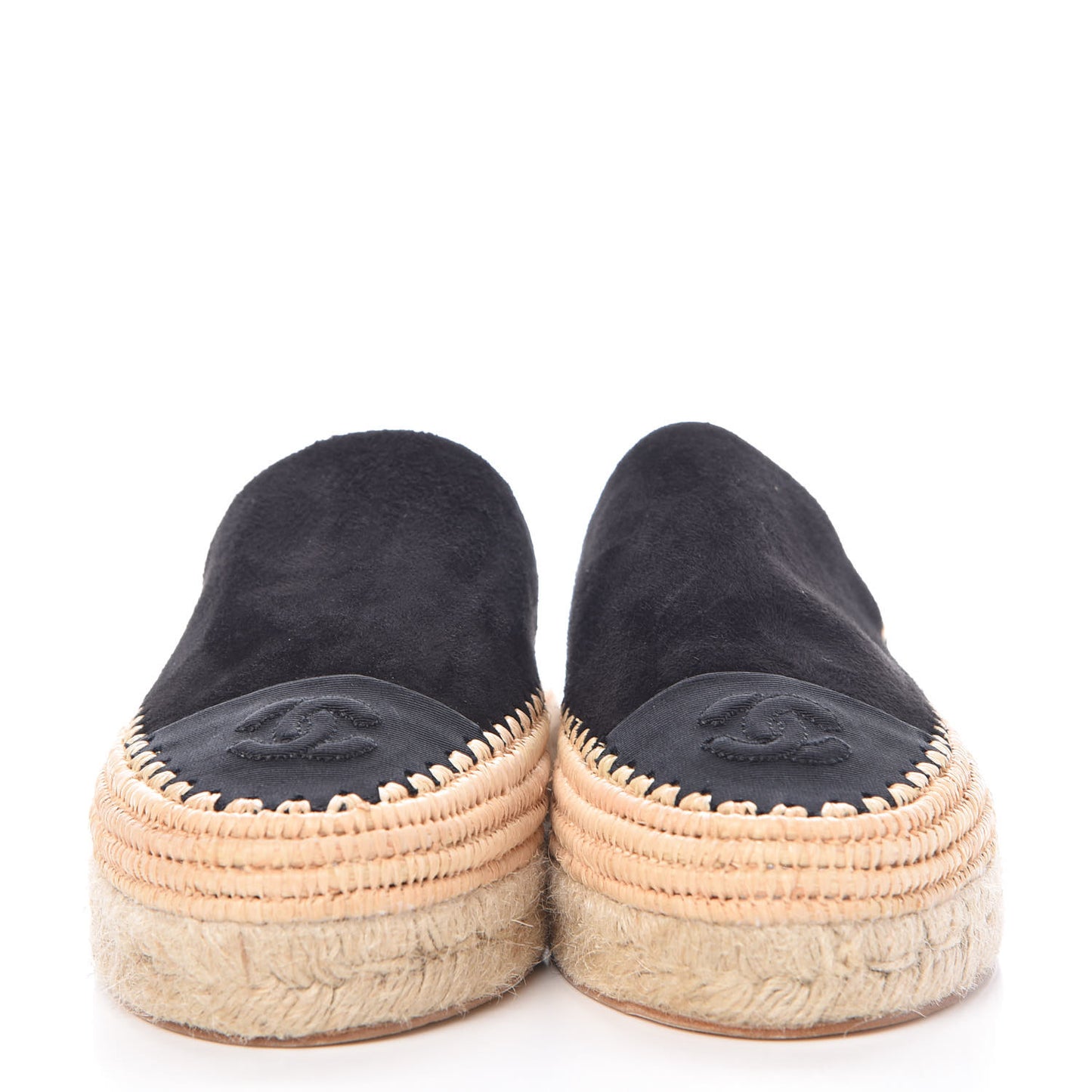 Suede Grosgrain CC Espadrilles 37 Black