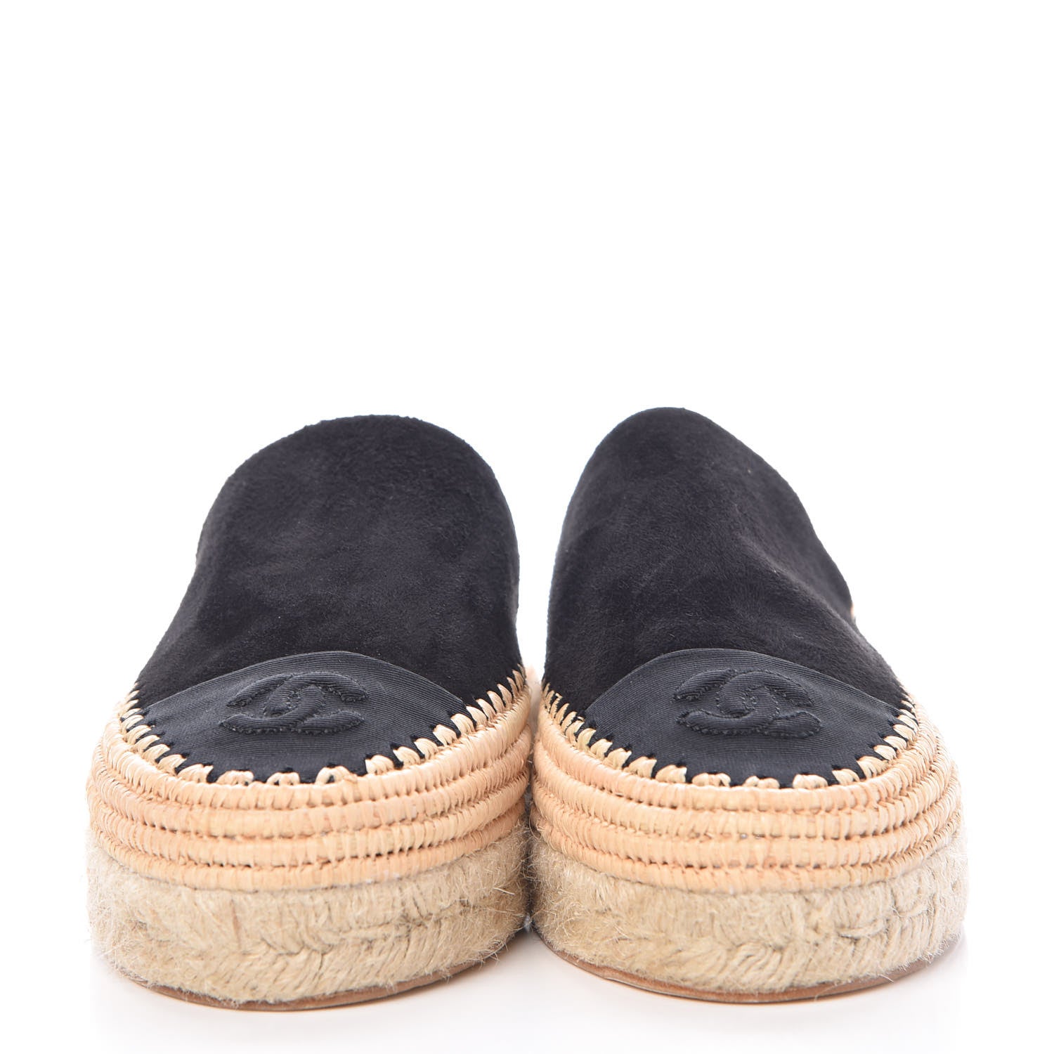 Chanel Suede Grosgrain CC Espadrilles 37 Black 2 of 9