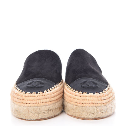 Chanel Suede Grosgrain CC Espadrilles 37 Black 2 of 9