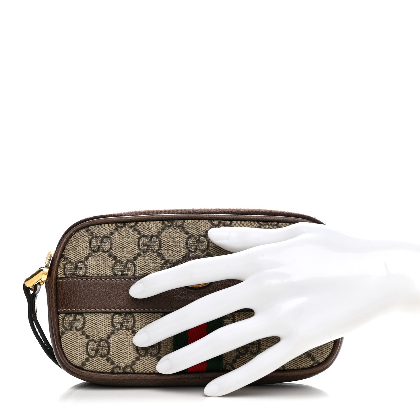 GG Supreme Monogram Ophidia Phone Case Wristlet Brown