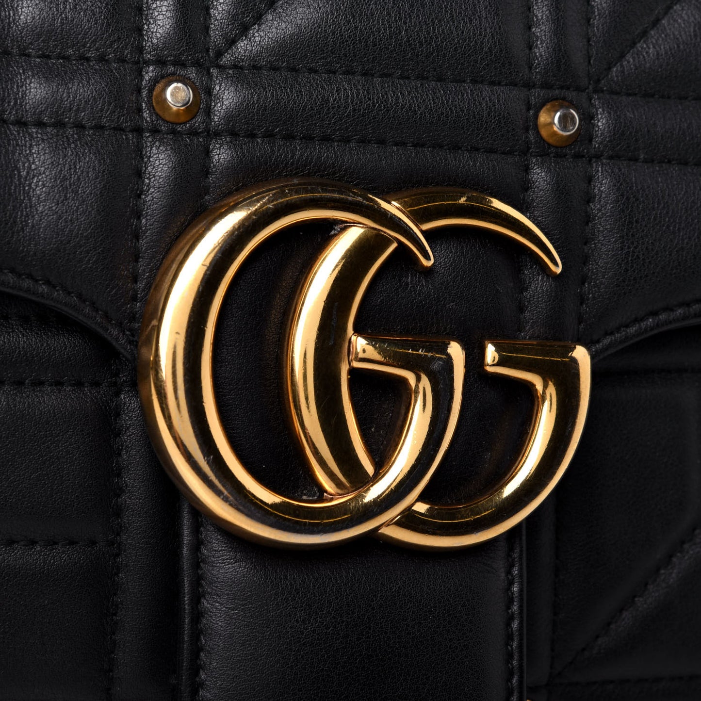 Calfskin Matelasse Studded Medium GG Marmont Shoulder Bag Black
