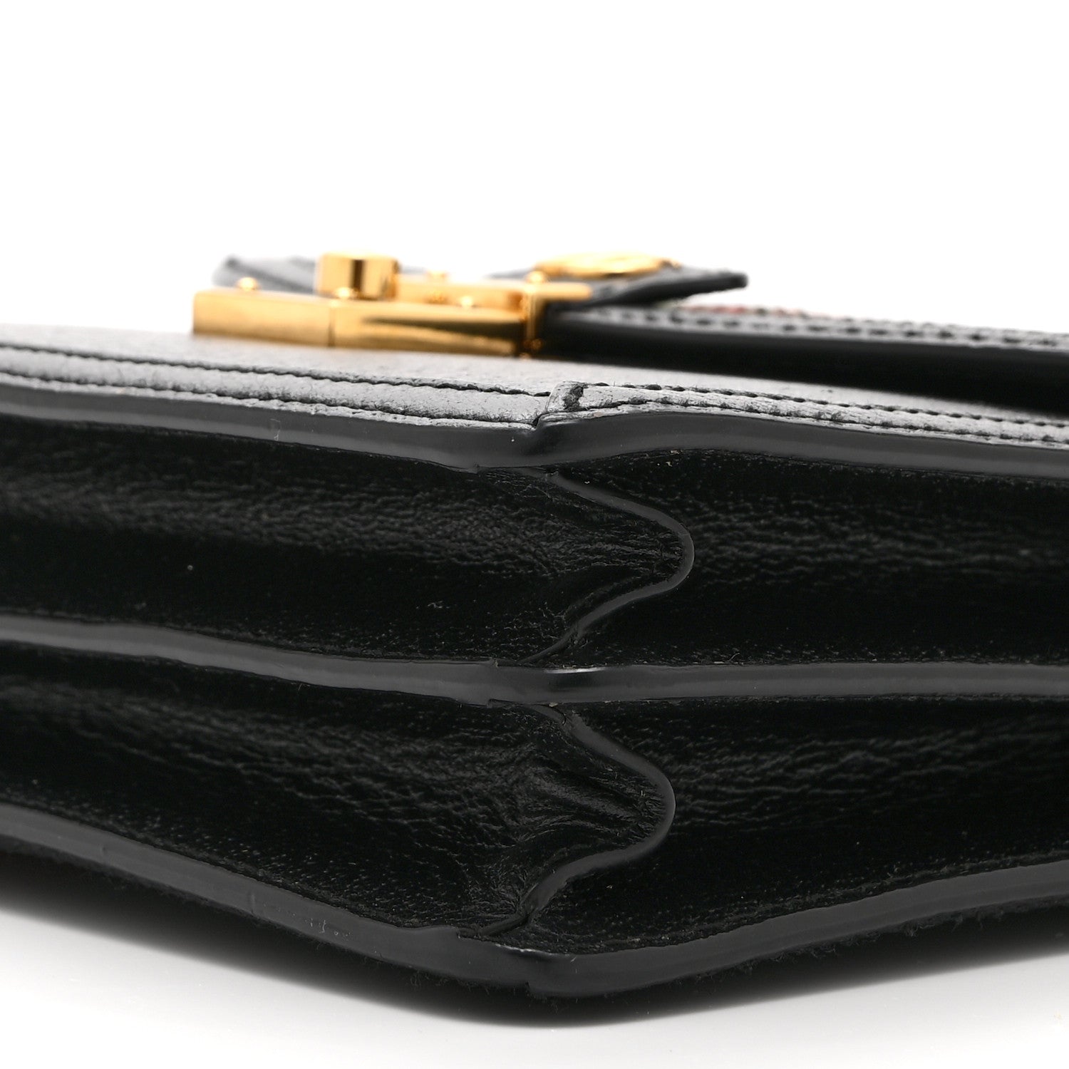 Gucci Textured Dollar Calfskin Web Small Ophidia Padlock Top Handle Bag Black 11 of 11