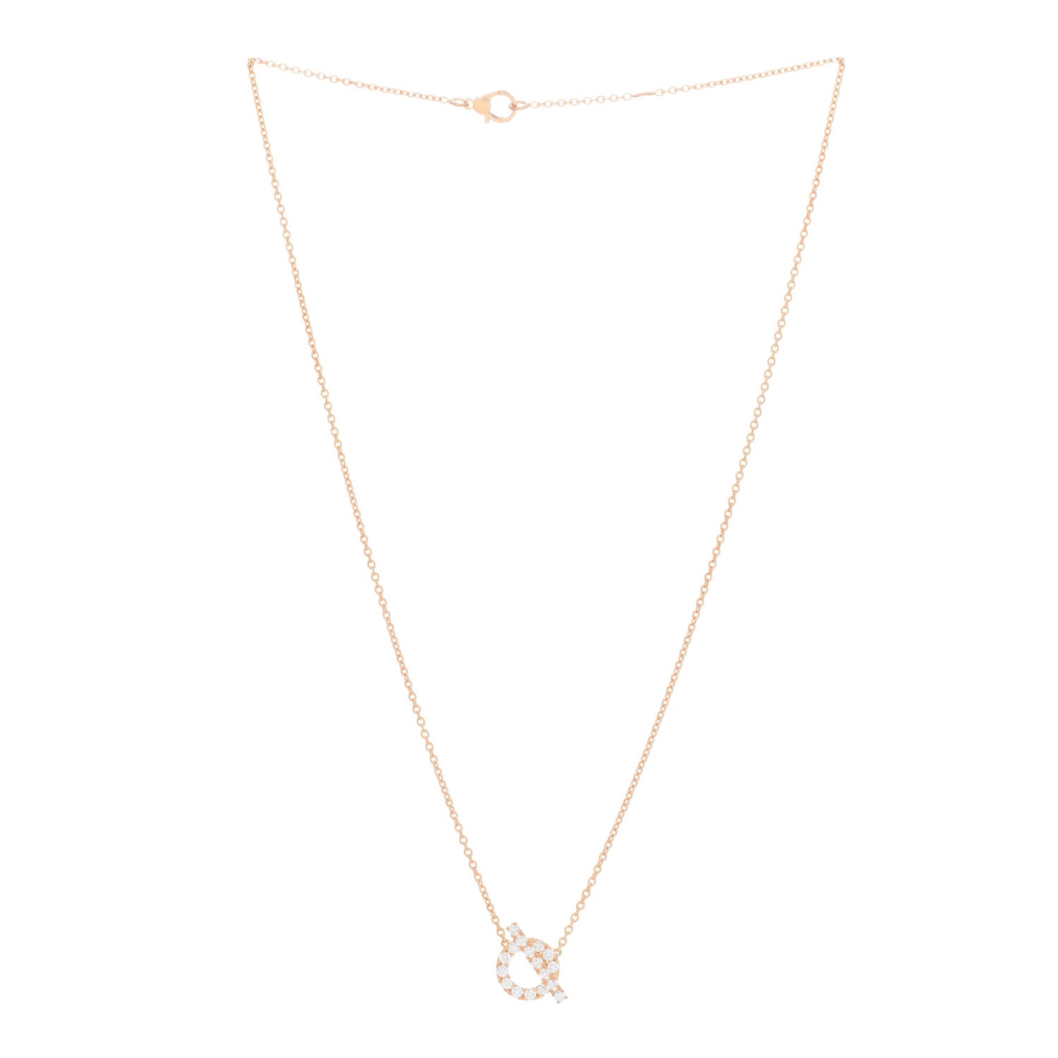 Hermes 18K Rose Gold Diamond Finesse Pendant Necklace 2 of 5