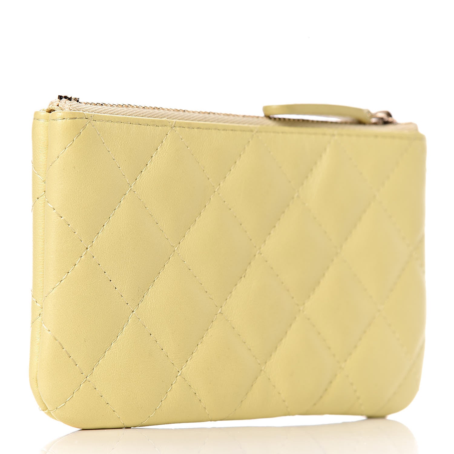 Chanel Lambskin Quilted Small Cosmetic Case Yellow 3 of 10
