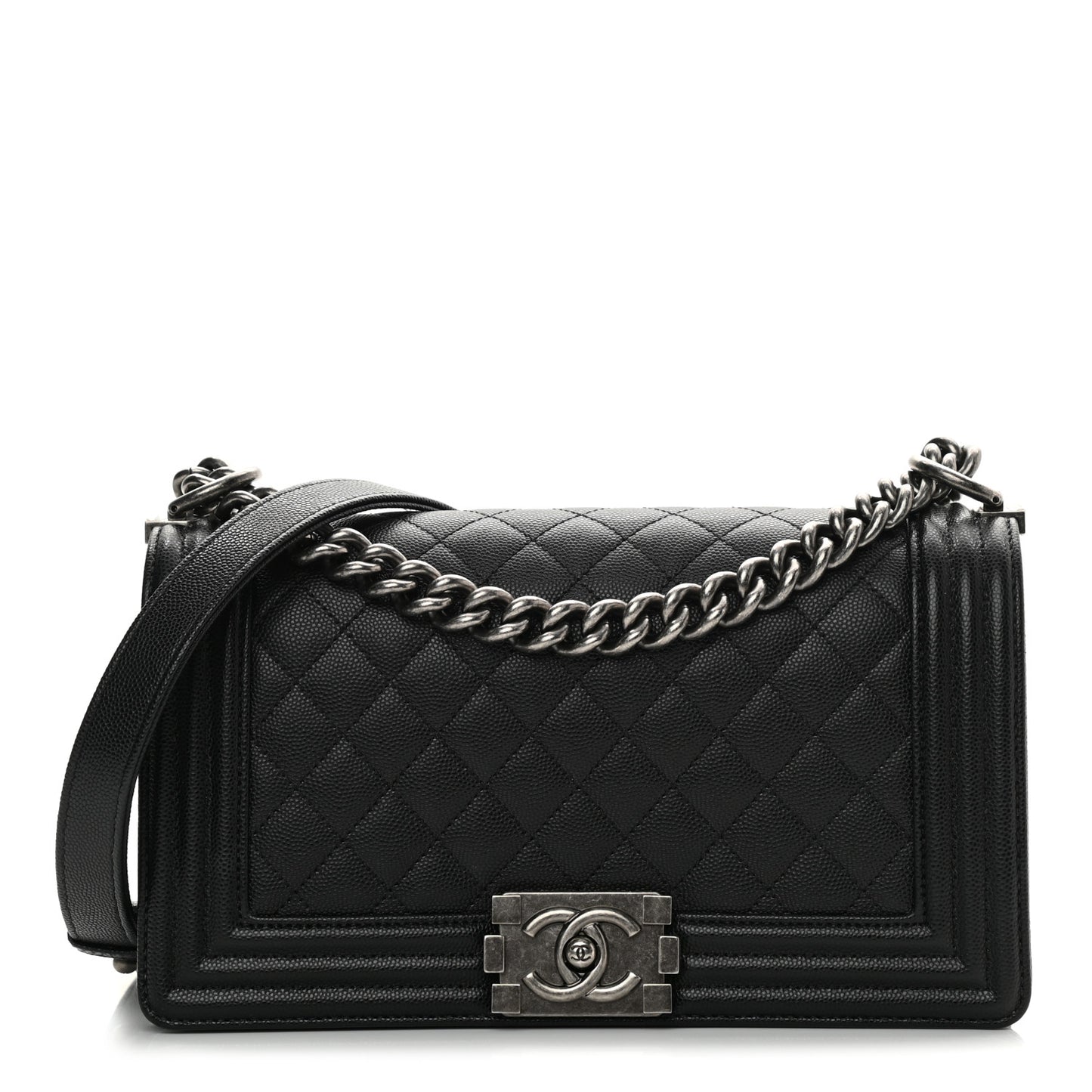 Caviar Quilted Medium Boy Flap Black