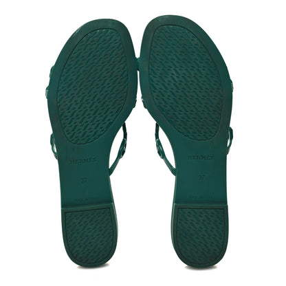 Hermes Rubber Chaine d'Ancre Rivage Sandals 38 Vert d'Ete 5 of 8