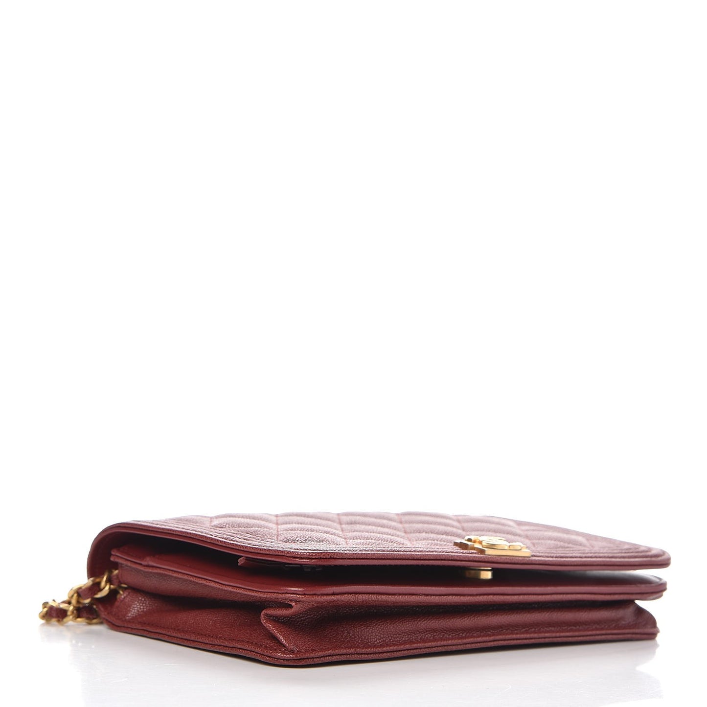 Caviar Quilted Boy Wallet On Chain WOC Burgundy