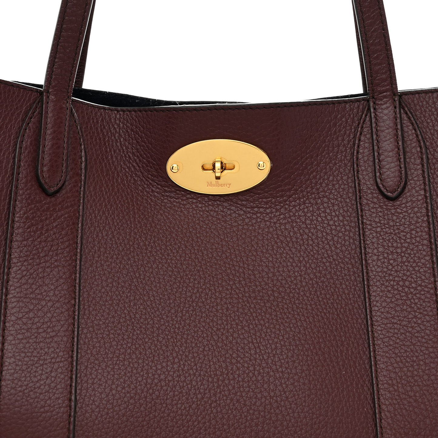 Small Classic Grain Bayswater Tote Burgundy Oxford Blue